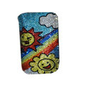Luxury Bling Holster covers Portulaca grandiflora Flower diamond crystal cases for iPhone 4G - Blue