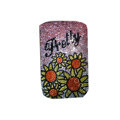 Luxury Bling Holster covers Portulaca grandiflora Flower diamond crystal cases for iPhone 4G - Pink