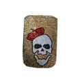 Luxury Bling Holster covers Skull diamond crystal cases for iPhone 4G - Brown