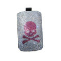 Luxury Bling Holster covers Skull diamond crystal cases for iPhone 4G - Pink