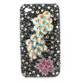 Bling Flower S-warovski crystals diamond cases covers for iPhone 4G - Black