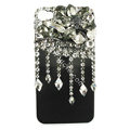 Bling Flowers raindrop S-warovski crystals diamond cases covers for iPhone 4G - Black