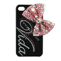 Bling S-warovski Bowknot covers personalized letters diamond crystal cases for iPhone 4G - Pink