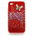 Bling S-warovski Butterfly diamond crystal cases covers for iPhone 4G - Red