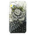 Bling S-warovski Flower diamond crystal cases covers for iPhone 4G - Black