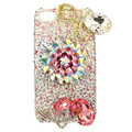 Bling S-warovski Flowers crystals diamond cases covers for iPhone 4G - White