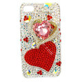 Bling S-warovski Two Heart covers diamond crystal cases for iPhone 4G - Red