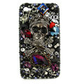 Bling Skulls rock S-warovski diamond crystals cases covers for iPhone 4G - Black