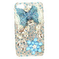 Bling bowknot S-warovski crystals diamond cases covers for iPhone 4G - Blue