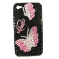 Bling Butterfly S-warovski crystals diamonds cases covers for iPhone 4G - Pink