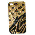 Bling Leopard S-warovski crystal diamonds cases covers for iPhone 4G - Yellow