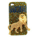 Bling Lion MGM S-warovski crystals diamond cases covers for iPhone 4G - Gold