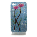 Bling flowers S-warovski crystal diamond cases covers for iPhone 4G - Blue