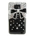 Bling Bowknot S-warovski crystals diamond cases covers for Samsung i9100 Galasy S II S2 - Black