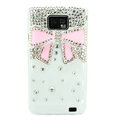 Bling Bowknot S-warovski crystals diamond cases covers for Samsung i9100 Galasy S II S2 - Pink