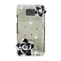 Bling Camellia S-warovski crystals diamond cases transparency covers for Samsung i9100 Galasy S II S2 - Black