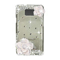 Bling Camellia S-warovski crystals diamond cases transparency covers for Samsung i9100 Galasy S II S2 - White