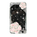 Bling Flowers S-warovski crystals diamond cases transparency covers for Samsung i9100 Galasy S II S2 - Pink
