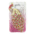 Bling Peacock S-warovski crystals diamond cases covers for Samsung i9100 Galasy S II S2 - Pink