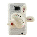 Bling Rabbit Pearls cases covers for Samsung i9100 Galasy S II S2 - White