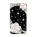 Bling White Flowers S-warovski crystals diamond cases covers for Samsung i9100 Galasy S II S2 - Black