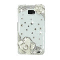 Bling White Flowers S-warovski crystals diamond cases covers for Samsung i9100 Galasy S II S2 - White