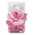 Flower bling S-warovski crystals diamond cases covers for Samsung i9100 Galasy S II S2 - Pink