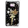 Angel girl bling S-warovski crystals cases covers for Samsung i9100 Galasy S II S2 - Black