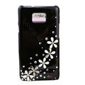 Bling flowers crystals diamonds cases covers for Samsung i9100 Galasy S II S2 - Black