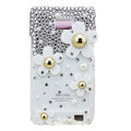Flowers bling S-warovski crystals diamonds cases covers for Samsung i9100 Galasy S II S2 - White