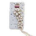 Flowers bling crystals diamonds cases covers for Samsung i9100 Galasy S II S2 - White
