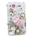 Bling Ballet girl flowers crystals diamond cases covers for HTC Salsa G15 C510e - Pink
