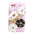 Bling Pumpkin flowers crystals diamond cases covers for HTC Salsa G15 C510e - Pink