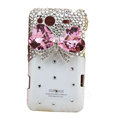 Bling bowknot S-warovski crystals diamond cases covers for HTC Salsa G15 C510e - White