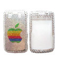 Bling Apple crystals cases diamond covers for Blackberry Bold 9700 - White