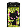 Bling Cat crystals cases diamond covers for HTC Incredible S S710e G11 - Yellow