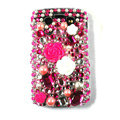 Bling Flower crystals cases diamonds covers for Blackberry 9700 - Red