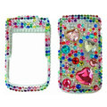 Bling Heart 3D crystals cases diamond covers for Blackberry Bold 9700 - Green