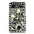 Bling flower 3D crystals cases diamond covers for HTC Incredible S S710e G11 - Black