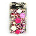 Bling flower 3D crystals cases diamond covers for HTC Incredible S S710e G11 - Rose