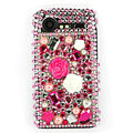 Bling flowers 3D crystals cases diamond covers for HTC Incredible S S710e G11 - Rose