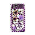 Flower 3D bling crystals cases covers for Sony Ericsson Xperia Arc LT15I X12 LT18i - Purple