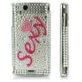 Sexy bling crystals cases covers for Sony Ericsson Xperia Arc LT15I X12 LT18i - White