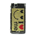 Smiley bling crystals cases covers for Sony Ericsson Xperia Arc LT15I X12 LT18i - Yellow