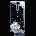 Camellia flower bling crystals cases covers for Sony Ericsson LT26i Xperia S - White