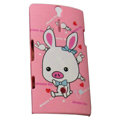 Cartoon Pig scrub cases skin covers for Sony Ericsson LT26i Xperia S - Pink