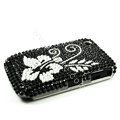 Bling Flower Crystals Hard Cases Covers for Blackberry Curve 8520 9300 - Black