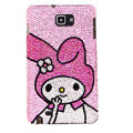 Bling Cute gril  S-warovski Crystals Cases Covers For Samsung Galaxy Note i9220 N7000 - Pink