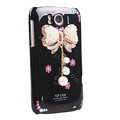 Bling Bowknot Crystals Cases Covers for HTC Sensation XL Runnymede X315e G21 - Black