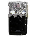 Bling Bowknot Crystals Cases Diamond Covers for HTC Sensation XL Runnymede X315e G21 - Black
